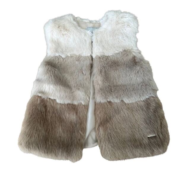 NWT Mayoral Girl Faux Fur Vest Cream Beige 122cm/7